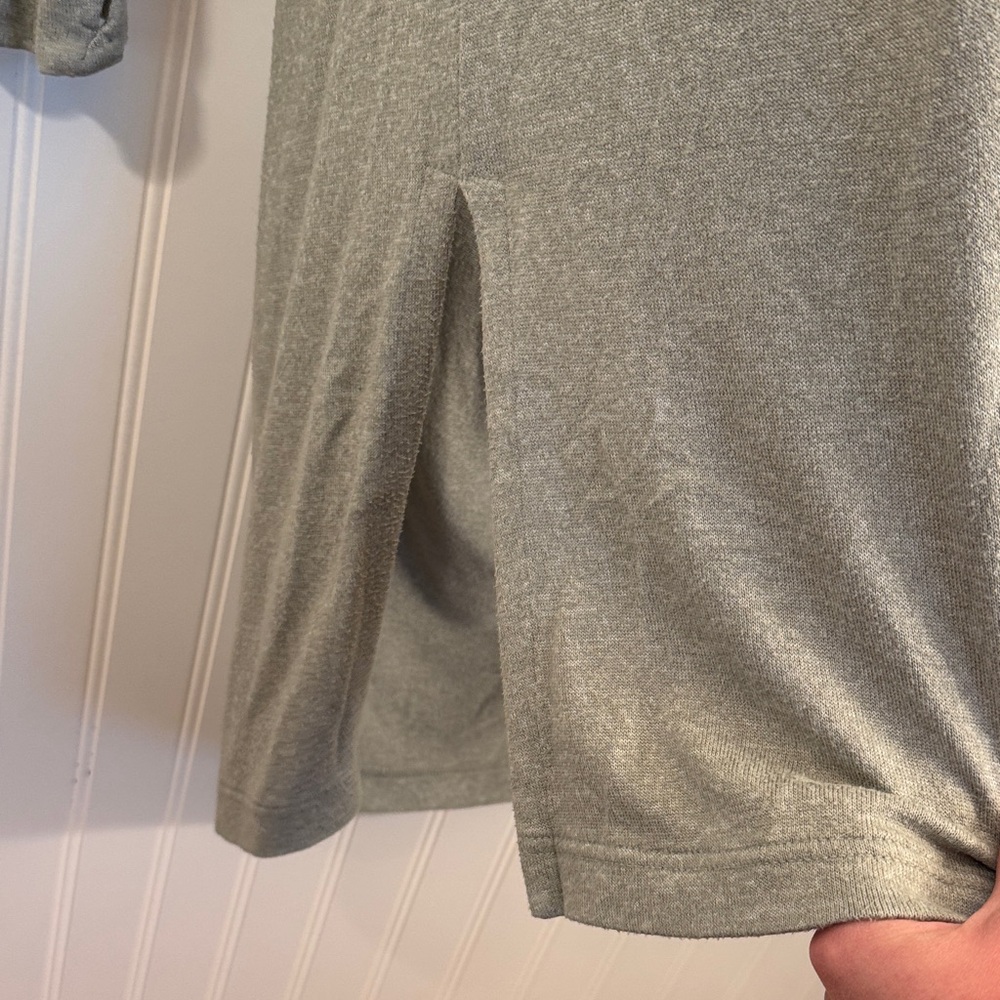 Athleta Light Green Hooded Long Sleeve Midi Cardigan Side Slit Thumb Hole Large - Picture 3 of 11
